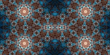 Kusursuz mozaik desen. Soyut kare sonsuz şablonu tekrarlıyor. Mavi kaleydoskop