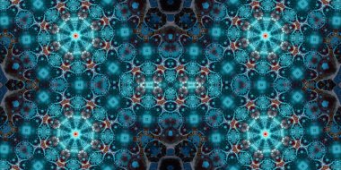Kusursuz mozaik desen. Soyut kare sonsuz şablonu tekrarlıyor. Mavi kaleydoskop
