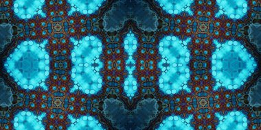 Kusursuz mozaik desen. Soyut kare sonsuz şablonu tekrarlıyor. Mavi kaleydoskop