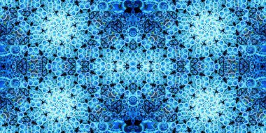 Kusursuz mozaik desen. Soyut kare sonsuz şablonu tekrarlıyor. Mavi kaleydoskop