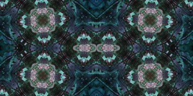 Kusursuz mozaik desen. Soyut kare sonsuz şablonu tekrarlıyor. Mavi kaleydoskop