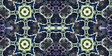 Kusursuz mozaik desen. Soyut kare sonsuz şablonu tekrarlıyor. Mavi kaleydoskop