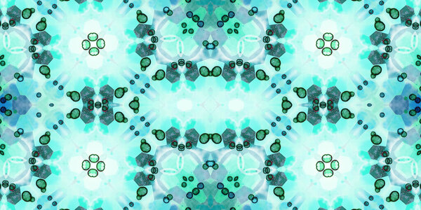 Seamless mosaic pattern. Abstract square repeating endless pattern. Blue kaleidoscope