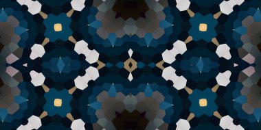 Kusursuz mozaik desen. Soyut kare sonsuz şablonu tekrarlıyor. Mavi kaleydoskop