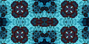 Seamless mosaic pattern. Abstract square repeating endless pattern. Blue kaleidoscope