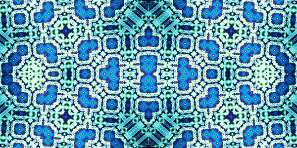 Seamless mosaic pattern. Abstract square repeating endless pattern. Blue kaleidoscope