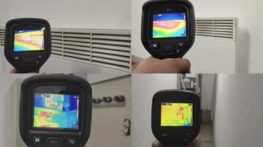 Binanın termal görüntüleyicisiyle çoklu kamera denetimi. Sanayi termal görüntüleyici