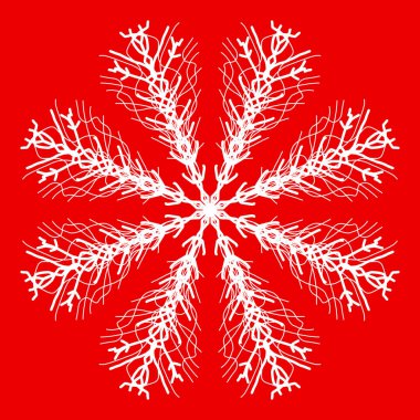 Kırmızı arka planda kar taneleri. Kusursuz kar taneleri deseni. Noel arkaplanı. Mutlu yıllar.