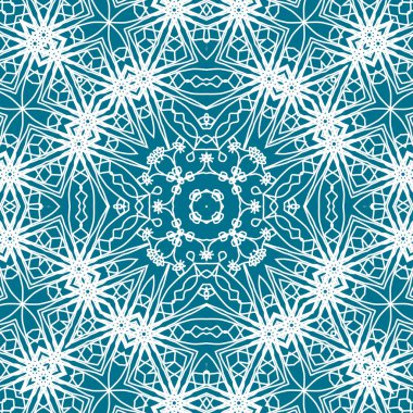 Kusursuz bir Noel deseni. Noel arka planı mavisi. Kar tanesi deseni. Mutlu yıllar.