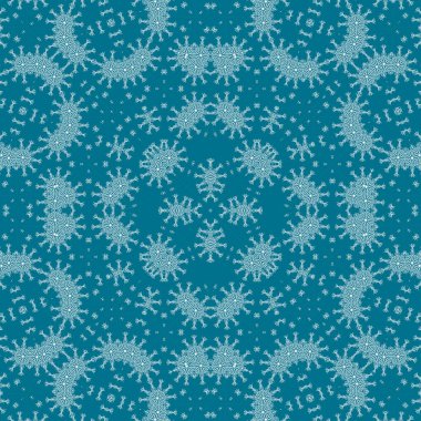 Kusursuz bir Noel deseni. Noel arka planı mavisi. Kar tanesi deseni. Mutlu yıllar.