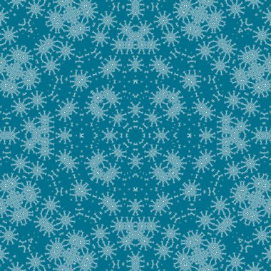 Kusursuz bir Noel deseni. Noel arka planı mavisi. Kar tanesi deseni. Mutlu yıllar.
