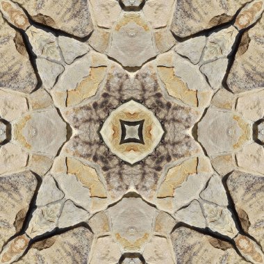 Doğal kayanın kusursuz deseni. Doğal taşın sarı ve gri dokusu. Taştan mozaik kaleydoskop