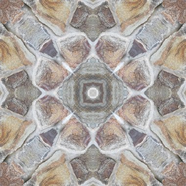 Doğal kayanın kusursuz deseni. Doğal taşın sarı ve gri dokusu. Taştan mozaik kaleydoskop