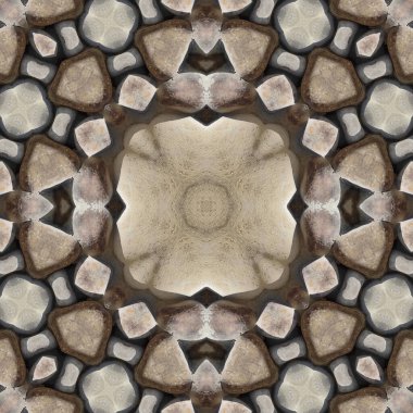 Doğal taşın kusursuz mozaiği. Doğal taşın dokusu. Mozaik kaleydoskop gri ve sarı