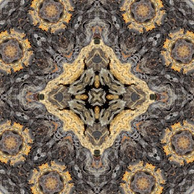 Doğal taşın kusursuz mozaiği. Doğal taşın dokusu. Mozaik kaleydoskop gri ve sarı