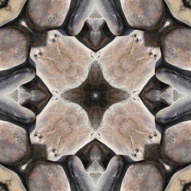 Doğal taşın kusursuz mozaiği. Doğal taşın dokusu. Mozaik kaleydoskop gri ve sarı