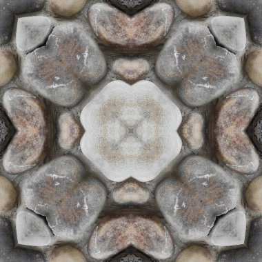 Doğal taşın kusursuz mozaiği. Doğal taşın dokusu. Mozaik kaleydoskop gri ve sarı