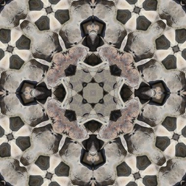 Doğal taşın kusursuz mozaiği. Doğal taşın dokusu. Mozaik kaleydoskop gri ve sarı