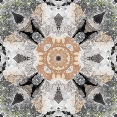 Doğal taşın kusursuz mozaiği. Doğal taşın dokusu. Mozaik kaleydoskop gri ve sarı