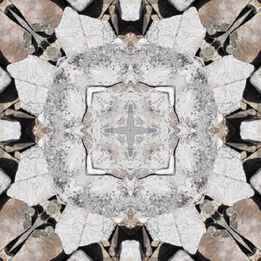 Doğal taşın kusursuz mozaiği. Doğal taşın dokusu. Mozaik kaleydoskop gri ve sarı