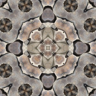 Doğal taşın kusursuz mozaiği. Doğal taşın dokusu. Mozaik kaleydoskop gri ve sarı