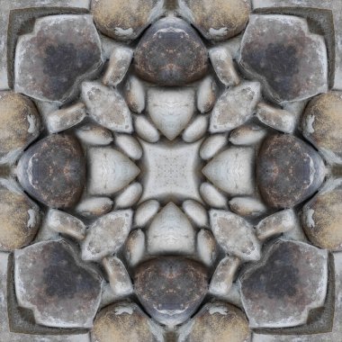 Doğal taşın kusursuz mozaiği. Doğal taşın dokusu. Mozaik kaleydoskop gri ve sarı