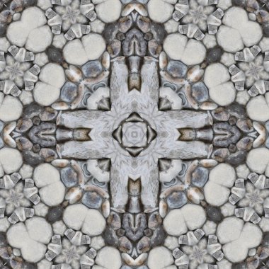 Doğal taşın kusursuz mozaiği. Doğal taşın dokusu. Mozaik kaleydoskop gri ve sarı