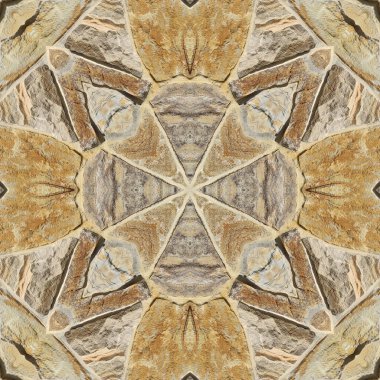 Doğal kayanın kusursuz deseni. Doğal taşın sarı ve gri dokusu. Taştan mozaik kaleydoskop