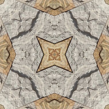 Doğal kayanın kusursuz deseni. Doğal taşın sarı ve gri dokusu. Taştan mozaik kaleydoskop