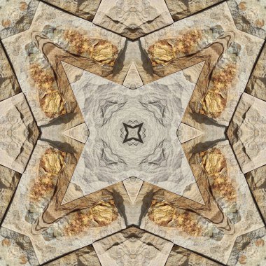 Doğal kayanın kusursuz deseni. Doğal taşın sarı ve gri dokusu. Taştan mozaik kaleydoskop