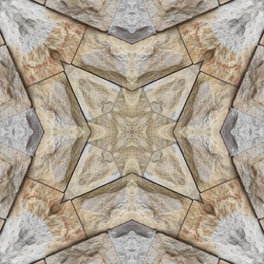 Doğal kayanın kusursuz deseni. Doğal taşın sarı ve gri dokusu. Taştan mozaik kaleydoskop