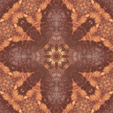 Kusursuz desenli kahverengi kaya. Kahverengi doğal mineral dokusu. Mozaik kaleydoskop