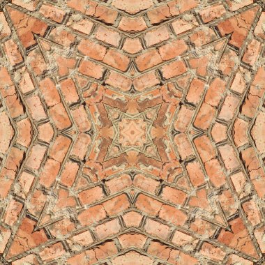 Kusursuz tuğla deseni. Tuğla duvar dokusu. Mozaik kaleydoskop tuğla duvar