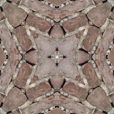 Kusursuz desenli kahverengi kaya. Kahverengi doğal mineral dokusu. Mozaik kaleydoskop