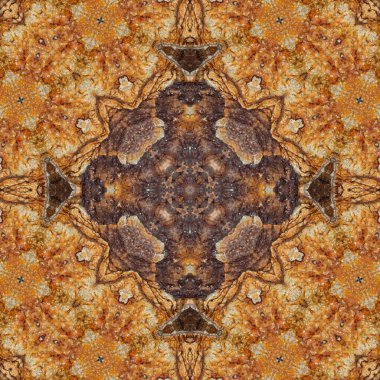 Kusursuz desenli kahverengi kaya. Kahverengi doğal mineral dokusu. Mozaik kaleydoskop