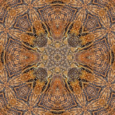 Kusursuz desenli kahverengi kaya. Kahverengi doğal mineral dokusu. Mozaik kaleydoskop
