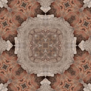 Kusursuz desenli kahverengi kaya. Kahverengi doğal mineral dokusu. Mozaik kaleydoskop