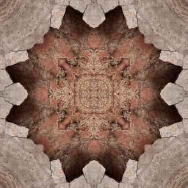 Kusursuz desenli kahverengi kaya. Kahverengi doğal mineral dokusu. Mozaik kaleydoskop