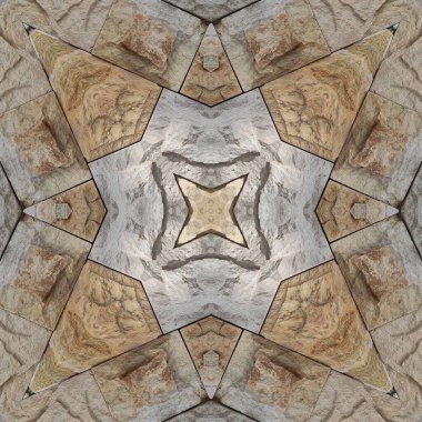 Doğal kayanın kusursuz deseni. Doğal taşın sarı ve gri dokusu. Taştan mozaik kaleydoskop