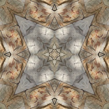 Doğal kayanın kusursuz deseni. Doğal taşın sarı ve gri dokusu. Taştan mozaik kaleydoskop