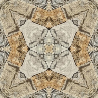 Doğal kayanın kusursuz deseni. Doğal taşın sarı ve gri dokusu. Taştan mozaik kaleydoskop
