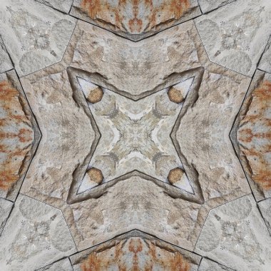 Doğal kayanın kusursuz deseni. Doğal taşın sarı ve gri dokusu. Taştan mozaik kaleydoskop