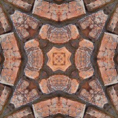 Kusursuz tuğla deseni. Tuğla duvar dokusu. Mozaik kaleydoskop tuğla duvar