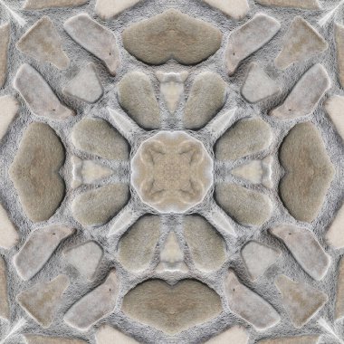 Doğal yuvarlak taşın kusursuz deseni. Doğal taşın gri dokusu. Mozaik kaleydoskop gri mineral.