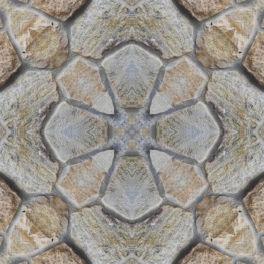 Doğal kayanın kusursuz deseni. Doğal taşın sarı ve gri dokusu. Taştan mozaik kaleydoskop