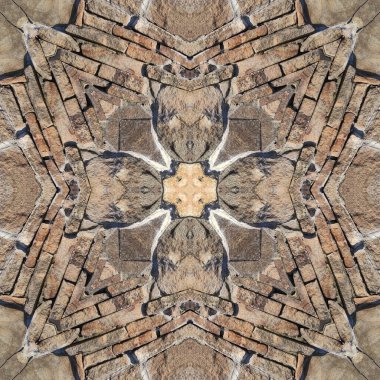 Doğal kayanın kusursuz deseni. Doğal taşın sarı ve gri dokusu. Taştan mozaik kaleydoskop