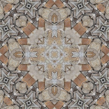 Doğal kayanın kusursuz deseni. Doğal taşın sarı ve gri dokusu. Taştan mozaik kaleydoskop