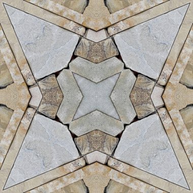 Doğal kayanın kusursuz deseni. Doğal taşın sarı ve gri dokusu. Taştan mozaik kaleydoskop