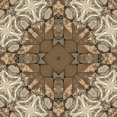 Doğal kayanın kusursuz deseni. Doğal taşın sarı ve gri dokusu. Taştan mozaik kaleydoskop