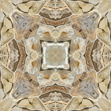 Doğal kayanın kusursuz deseni. Doğal taşın sarı ve gri dokusu. Taştan mozaik kaleydoskop